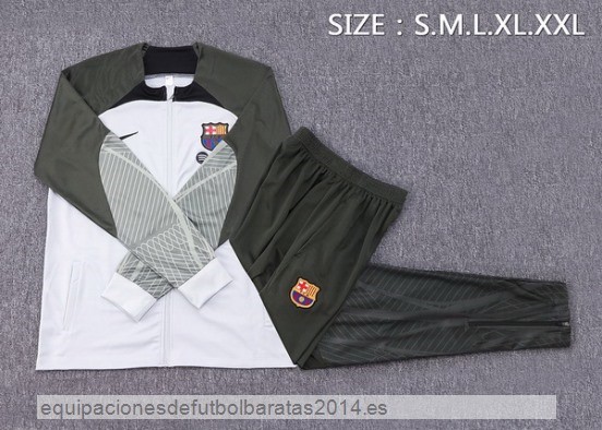 Nuevo Conjunto Completo Ropa Deportiva Con Cremallera Larga Barcelona 23/24 Blanco Verde Baratas